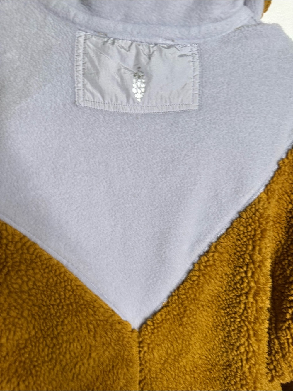 Free People Movement Cozy Mustard Sherpa Pullover with Light blue Accents small - Picture 7 of 8